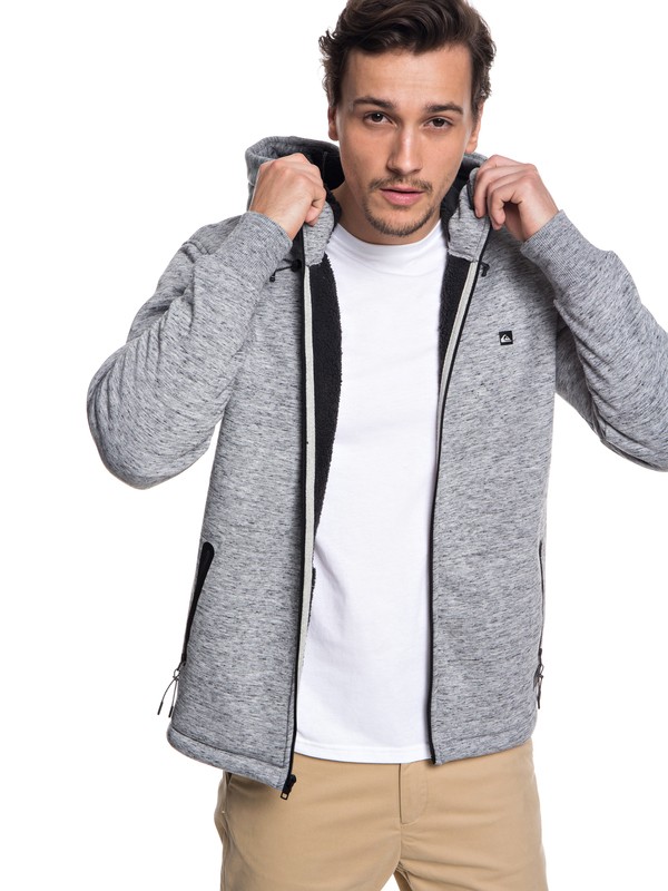 quiksilver, Kurow Sherpa Bonded Zip Hoodie, LIGHT GREY HEATHER (sjsh) 0 Kurow Sherpa Bonded Zip Hoodie Grey EQYFT03833 Quiksilver