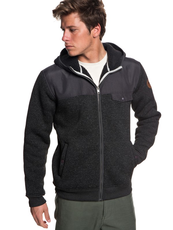 quiksilver, Keller Mix Zip-Up Hooded Fleece, TARMAC (kta0) 0 Keller Mix Zip-Up Hooded Fleece Black EQYFT03834 Quiksilver