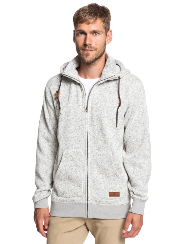 quiksilver, Keller Zip-Up Hooded Fleece, LIGHT GREY HEATHER (sjsh) 0 Keller Zip-Up Hooded Fleece Grey EQYFT03835 Quiksilver