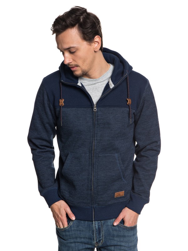 quiksilver, Keller Block Zip-Up Hooded Fleece, NAVY BLAZER HEATHER (byjh) 0 Keller Block Zip-Up Hooded Fleece Blue EQYFT03839 Quiksilver