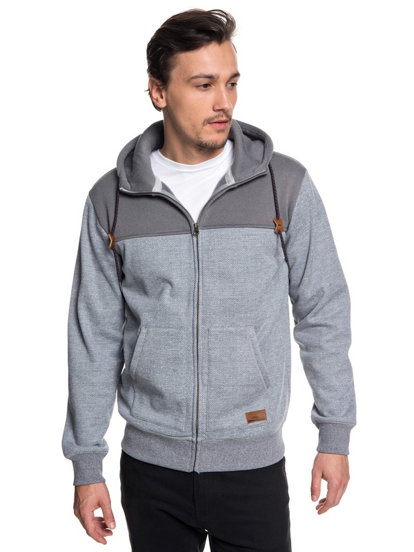 quiksilver, Keller Block Zip-Up Hooded Fleece, LIGHT GREY HEATHER (sjsh) 0 Keller Block Zip-Up Hooded Fleece Grey EQYFT03839 Quiksilver