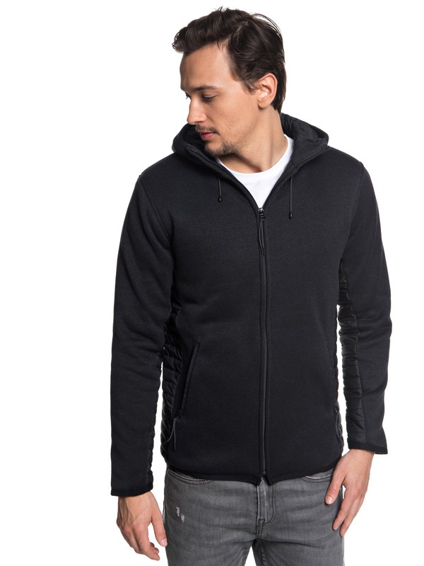 quiksilver, Keller Puff Zip Hooded Fleece, BLACK (kvj0) 0 Keller Puff Zip Hooded Fleece Black EQYFT03841 Quiksilver