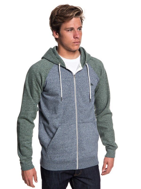 quiksilver, Everyday Zip-Up Hoodie, NAVY BLAZER HTHR THYME HTHR (xbbc) 0 Everyday Zip-Up Hoodie Blue EQYFT03849 Quiksilver