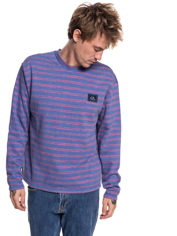 quiksilver, Early Faze Sweatshirt, BIJOU BLUE ORIGINAL STRIPE (bng6) 0 Early Faze Sweatshirt Blue EQYFT03854 Quiksilver