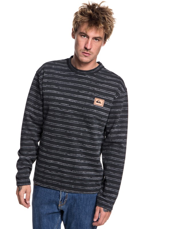 quiksilver, Early Faze Sweatshirt, TARMAC ORIGINAL STRIPE (kta6) 0 Early Faze Sweatshirt Black EQYFT03854 Quiksilver