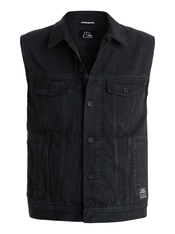 quiksilver, Hooligans And Whisky Sleeveless Denim Jacket, ANTHRACITE (kvj0) 0 Hooligans And Whisky Sleeveless Denim Jacket EQYJK03135 Quiksilver