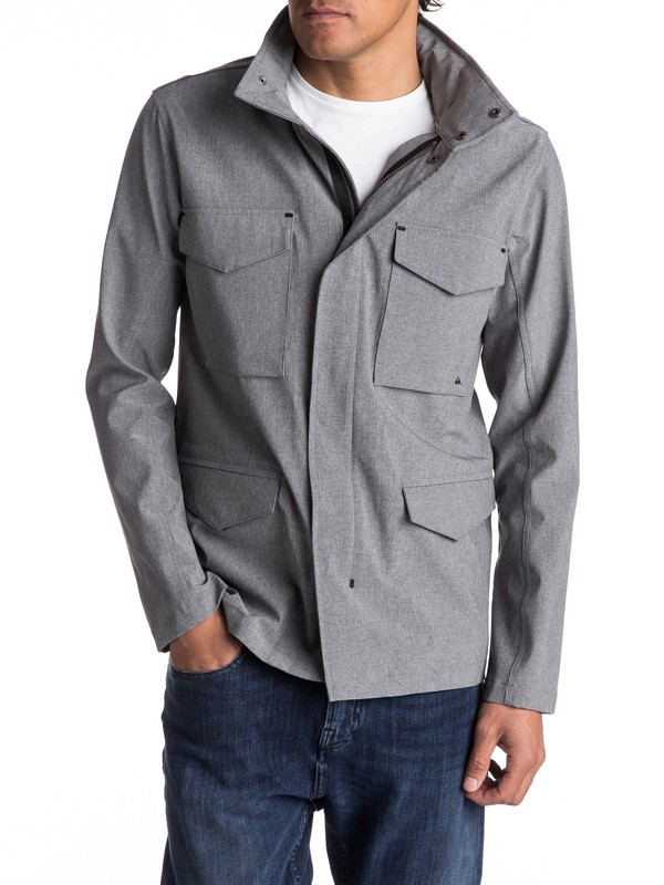 quiksilver, Shell Harb - Waterproof Technical Military Jacket, LIGHT GREY HEATHER (sgrh) 0 Shell Harb - Waterproof Technical Military Jacket EQYJK03353 Quiksilver