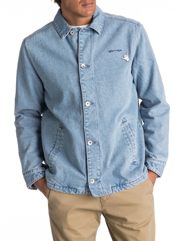 quiksilver, Newport Night - Denim-Coachjacke für Männer, MID INDIGO (bqk0) 0 Newport Night - Denim-Coachjacke für Männer Blau EQYJK03360 Quiksilver