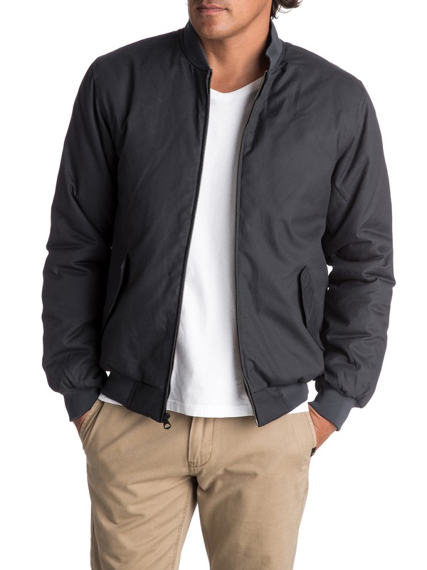 quiksilver, Men's Ogoki Bomber Jacket, TARMAC (kta0) 0 Men's Ogoki Bomber Jacket Black EQYJK03374 Quiksilver