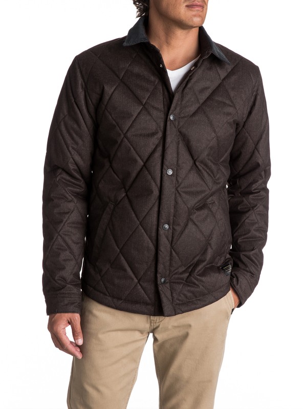 quiksilver, Men's Reesor Quilted Overshirt Jacket, CHOCOLATE BROWN HEATHER (csdh) 0 Men's Reesor Quilted Overshirt Jacket Brown EQYJK03375 Quiksilver
