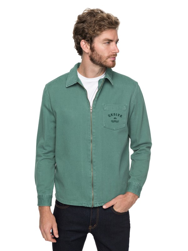 quiksilver, Riser Twill - Reißverschluss-Jacke für Männer, MALLARD GREEN (gqn0) 0 Riser Twill - Reißverschluss-Jacke für Männer Grün EQYJK03391 Quiksilver