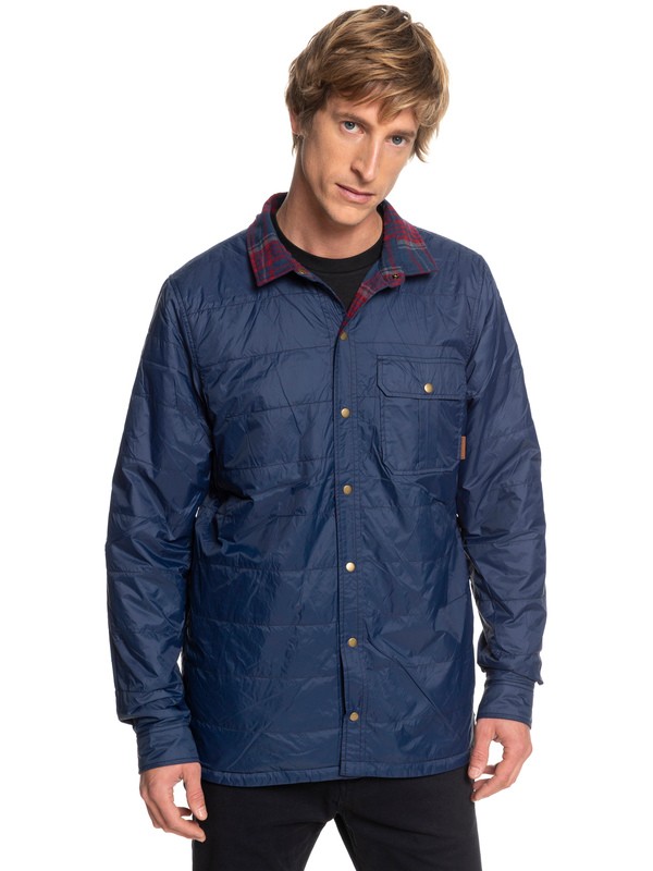 quiksilver, Wildard Plaid Waterproof Over Shirt, DRESS BLUES (btk0) 0 Wildard Plaid Waterproof Over Shirt Blue EQYJK03416 Quiksilver