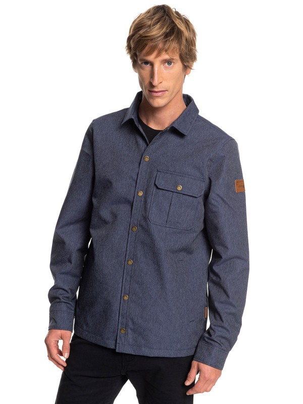 quiksilver, Wildcard Denim - Waterproof Over Shirt for Men, DRESS BLUES (btk0) 0 Wildcard Denim - Waterproof Over Shirt for Men Blue EQYJK03417 Quiksilver