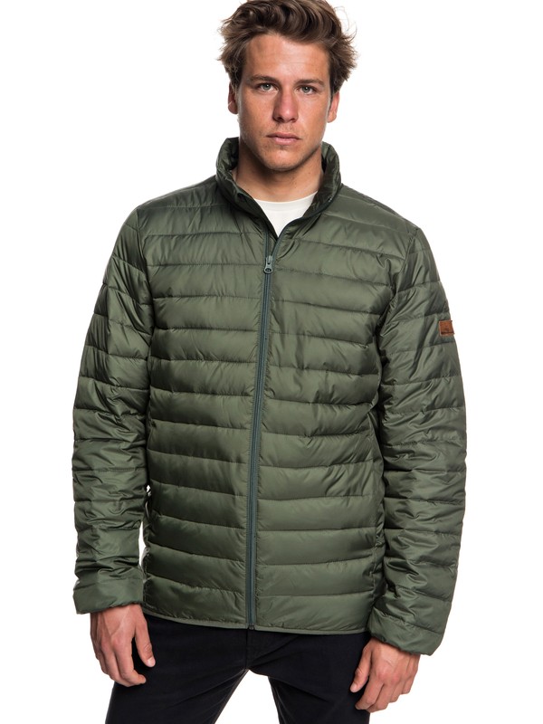 quiksilver, Scaly Water Resistant Puffa Jacket, THYME (cqy0) 0 Scaly Water Resistant Puffa Jacket Brown EQYJK03419 Quiksilver