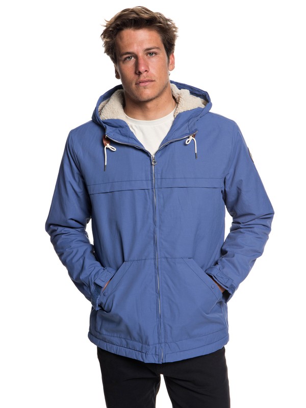 quiksilver, Wanna - Parka impermeabile con cappuccio da Uomo, BIJOU BLUE (bng0) 0 Wanna - Parka impermeabile con cappuccio da Uomo Blue EQYJK03434 Quiksilver
