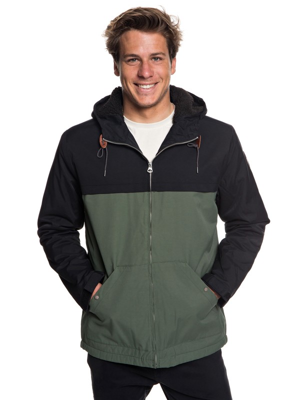 quiksilver, Wanna - Water-Resistant Hooded Parka for Men, BLACK/THYME (xkkg) 0 Wanna - Water-Resistant Hooded Parka for Men EQYJK03434 Quiksilver