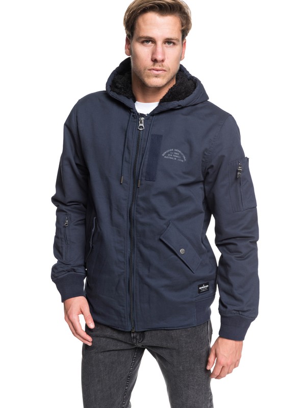 quiksilver, Hana Go - Water-Resistant Hooded Jacket for Men, BLUE NIGHTS (btk0) 0 Hana Go - Water-Resistant Hooded Jacket for Men Blue EQYJK03436 Quiksilver