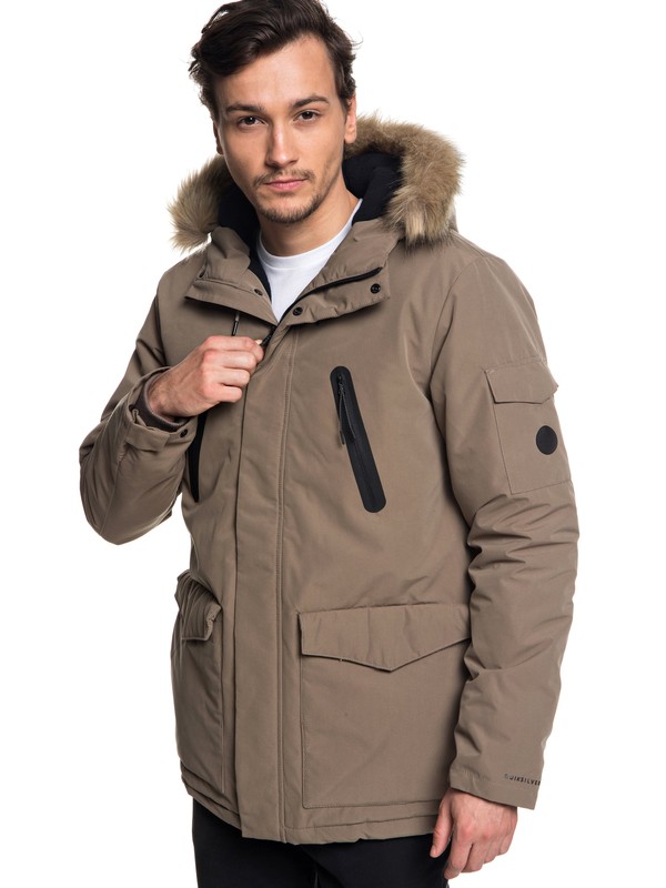 quiksilver, Storm Drop Athletic - Waterproof Hooded Parka for Men, FALCON (szg0) 0 Storm Drop Athletic - Waterproof Hooded Parka for Men Grey EQYJK03437 Quiksilver