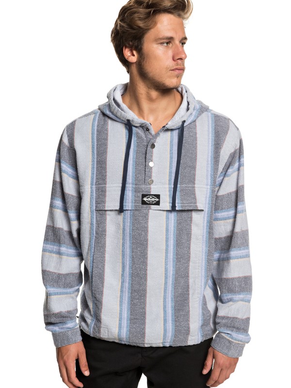 quiksilver, Neo Blue Flannel Hoodie, SLEET NEO BLUES (szp3) 0 Neo Blue Flannel Hoodie Grey EQYJK03465 Quiksilver