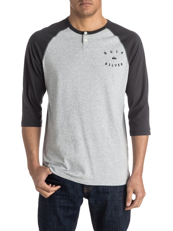 quiksilver, Playera Henley De Manga 3/4 Básica, LIGHT GREY HEATHER (sgrh) 0 Playera Henley De Manga 3/4 Básica EQYKT03410 Quiksilver
