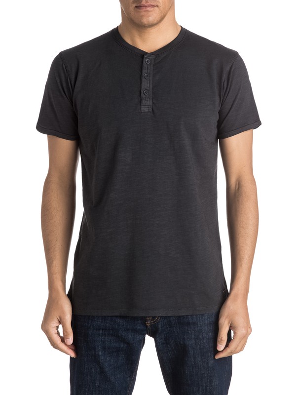 quiksilver, Runaround Short Sleeve Henley Tee, TARMAC HEATHER (ktah) 0 Runaround Short Sleeve Henley Tee EQYKT03411 Quiksilver