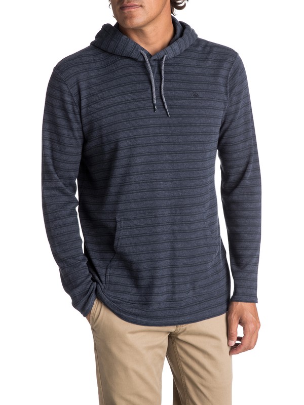 quiksilver, Ocean Surface Long Sleeve Hooded Top, NAVY BLAZER HEATHER-OCEAN SURF (byj3) 0 Ocean Surface Long Sleeve Hooded Top EQYKT03648 Quiksilver