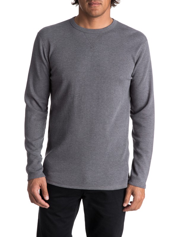 quiksilver, Men's Ocean Surface Thermal Long Sleeve Top, MEDIUM GREY HEATHER (kpwh) 0 Men's Ocean Surface Thermal Long Sleeve Top Black EQYKT03658 Quiksilver