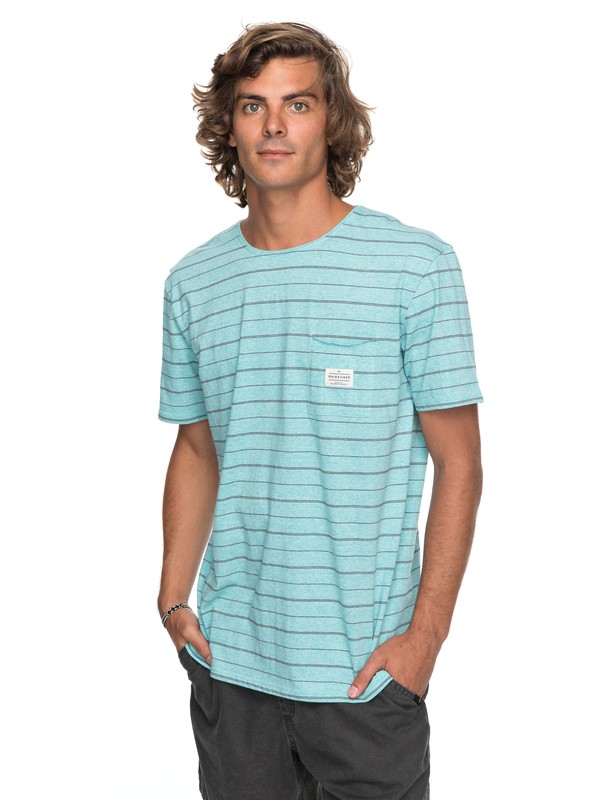 quiksilver, Zermet - T Shirt col rond pour Homme, EGGSHELL GRINDLE STRIPES (bfd3) 0 Zermet - T Shirt col rond pour Homme Bleu EQYKT03680 Quiksilver