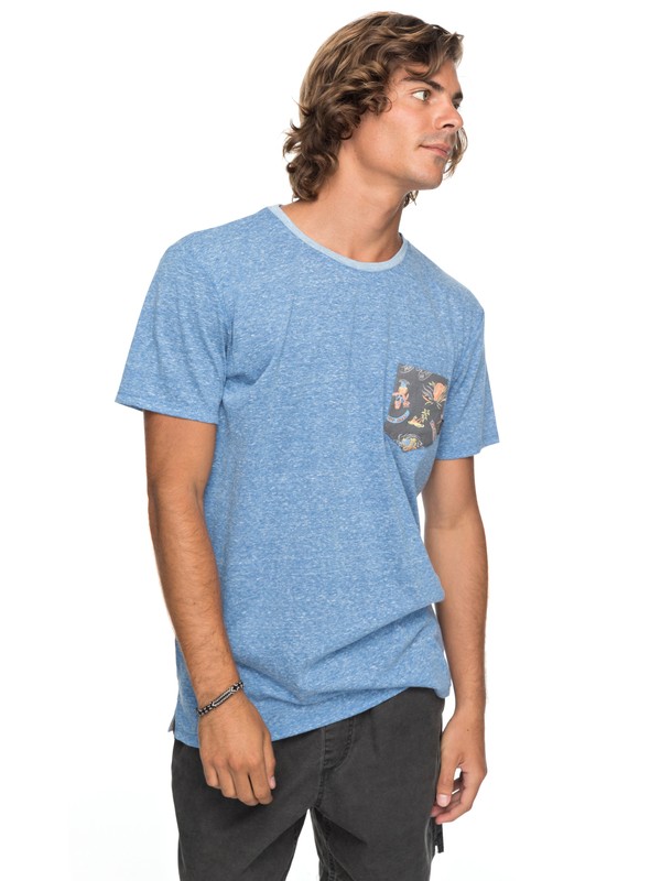 quiksilver, Broken Leash - T shirt avec poche pour Homme, BRIGHT COBALT HEATHER (bpch) 0 Broken Leash - T shirt avec poche pour Homme Bleu EQYKT03686 Quiksilver