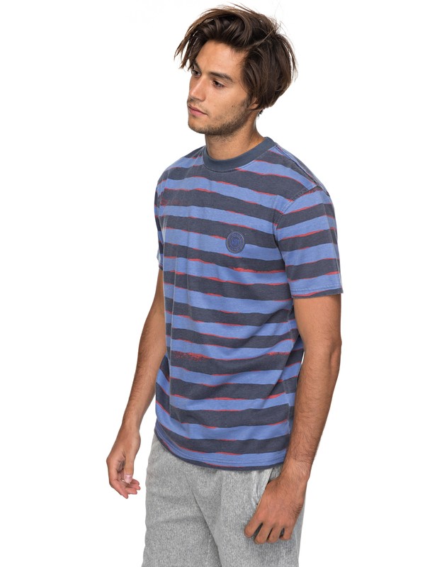 quiksilver, Allover Mad Wax - T Shirt col rond, VINTAGE INDIGO MAD WAX STRIPES (byl6) 0 Allover Mad Wax - T Shirt col rond Bleu EQYKT03690 Quiksilver