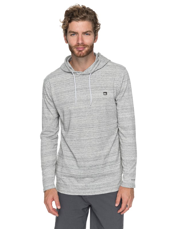 quiksilver, Frontdoor Hooded Long Sleeve Tee, LIGHT GREY HEATHER (sjsh) 0 Frontdoor Hooded Long Sleeve Tee EQYKT03705 Quiksilver