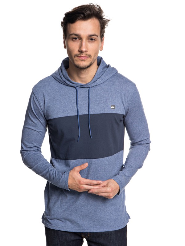 quiksilver, Men's Edo District Technical Hoodie, BIJOU BLUE HEATHER (bngh) 0 Men's Edo District Technical Hoodie Blue EQYKT03766 Quiksilver