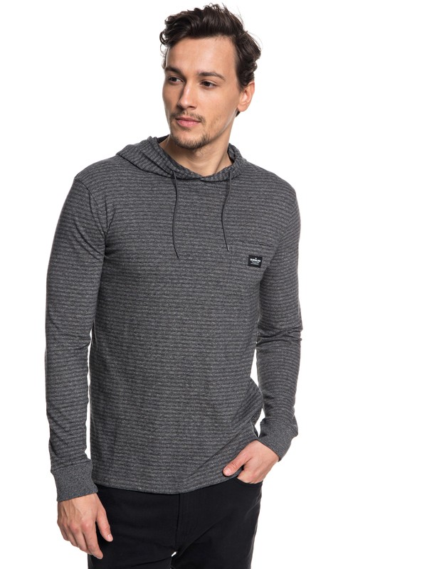 quiksilver, Zermet Long Sleeve Hooded Top, MEDIUM GREY HEATHER ZERMET HOO (kpv3) 0 Zermet Long Sleeve Hooded Top Black EQYKT03781 Quiksilver