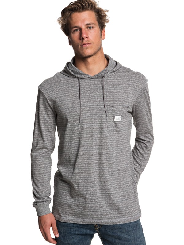 quiksilver, Zermet Long Sleeve Hooded Top, LGH STRIPE ZERMET (sjs3) 0 Zermet Long Sleeve Hooded Top Grey EQYKT03781 Quiksilver