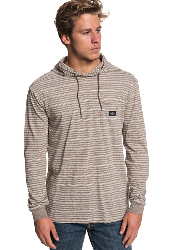 quiksilver, Zermet Long Sleeve Hooded Top, FALCON STRIPE ZERMET (szg3) 0 Zermet Long Sleeve Hooded Top Grey EQYKT03781 Quiksilver