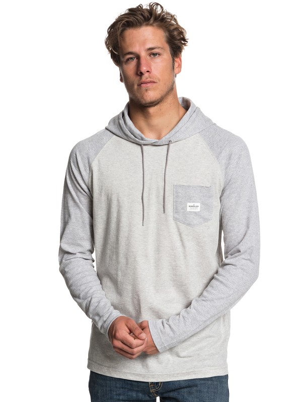 quiksilver, Michi Long Sleeve Hooded Top, LIGHT GREY HEATHER (sjsh) 0 Michi Long Sleeve Hooded Top Grey EQYKT03799 Quiksilver