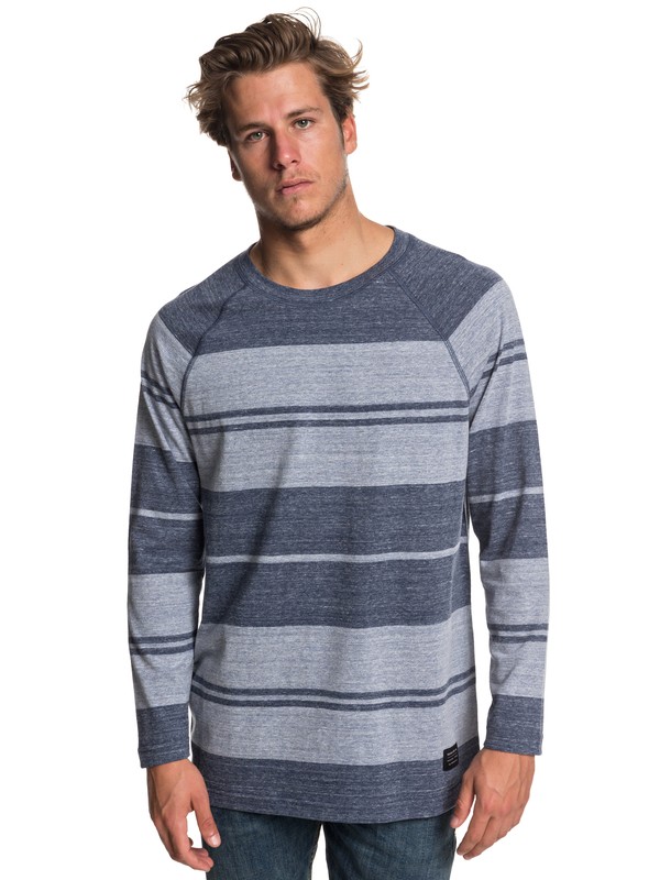 quiksilver, Suko Circle Stripe Long Sleeve Tee, MEDIEVAL BLUE HTH SUKO STRIPE (bst3) 0 Suko Circle Stripe Long Sleeve Tee Blue EQYKT03801 Quiksilver