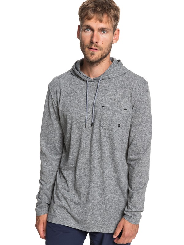 quiksilver, Adapt Long Sleeve UPF 30 Hooded Top, MEDIUM GREY HEATHER (kpvh) 0 Adapt Long Sleeve UPF 30 Hooded Top Black EQYKT03829 Quiksilver