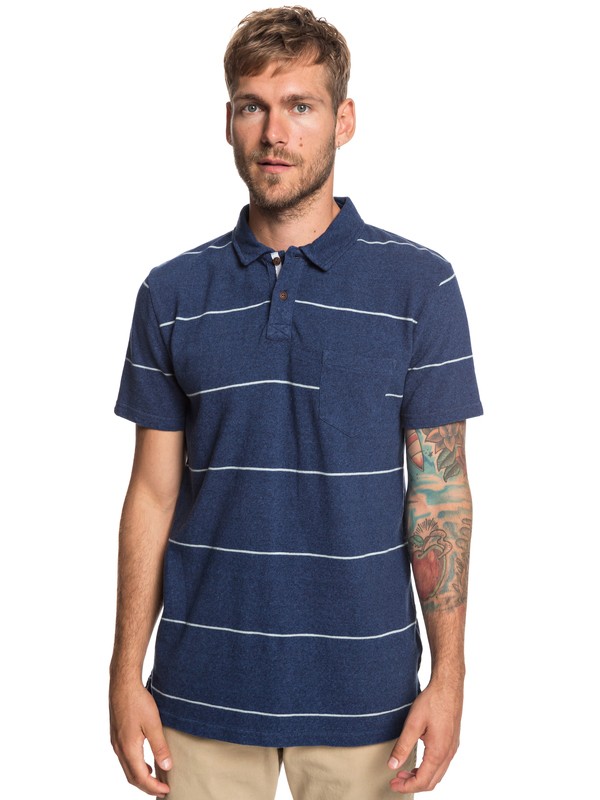 quiksilver, Iron In The Soul Short Sleeve Polo Shirt, MEDIEVAL BLUE HEATHER IRON IN (bte3) 0 Iron In The Soul Short Sleeve Polo Shirt Blue EQYKT03858 Quiksilver