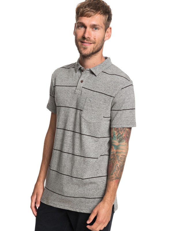 quiksilver, Iron In The Soul Short Sleeve Polo Shirt, MEDIUM GREY HTH IRON IN T SOUL (mgh3) 0 Iron In The Soul Short Sleeve Polo Shirt Pink EQYKT03858 Quiksilver