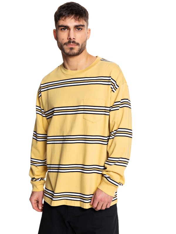 quiksilver, STM Long Sleeve Skate Tee, RATTAN STM STRIPE (yhp3) 0 STM Long Sleeve Skate Tee Yellow EQYKT03954 Quiksilver