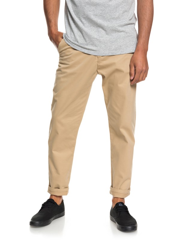 quiksilver, Qtrvl Cropped Chinos, PLAGE (ckk0) 0 Qtrvl Cropped Chinos Brown EQYNP03152 Quiksilver