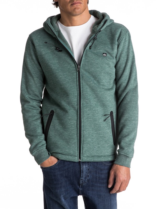 quiksilver, Kurow Sherpa - Sudadera de diseño técnico con capucha y cremallera para Hombre, SILVER PINE HEATHER (gpah) 0 Kurow Sherpa - Sudadera de diseño técnico con capucha y cremallera para Hombre EQYPF03020 Quiksilver
