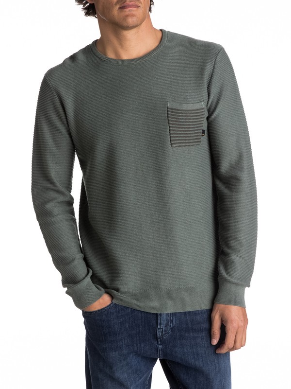 quiksilver, Baggao - Pull avec poche pour Homme, SILVER PINE HEATHER (gpah) 0 Baggao - Pull avec poche pour Homme Vert EQYSW03197 Quiksilver