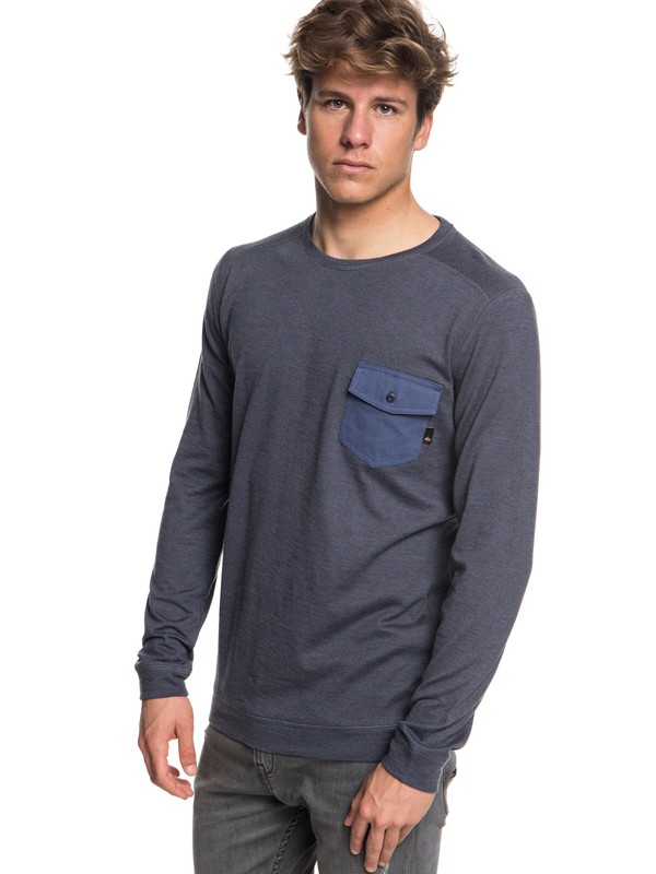 quiksilver, Lindow Sweatshirt, VINTAGE INDIGO HEATHER (bylh) 0 Lindow Sweatshirt Blue EQYSW03213 Quiksilver