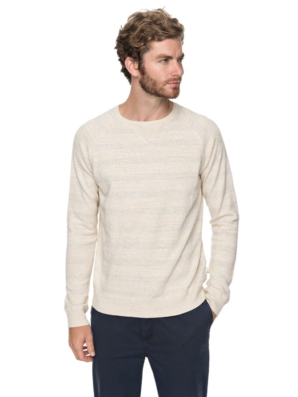 quiksilver, The Concave - Pull col rond pour Homme, OATMEAL HEATHER CONCAVE (tfl3) 0 The Concave - Pull col rond pour Homme Beige EQYSW03214 Quiksilver