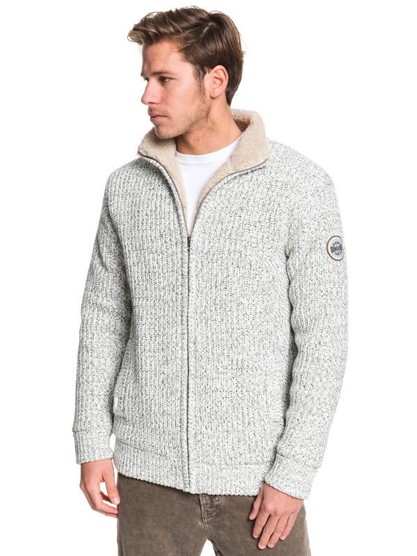 0 Boketto - Sherpa Lined Zip-Up Mock Neck Jumper for Men Grey EQYSW03224 Quiksilver