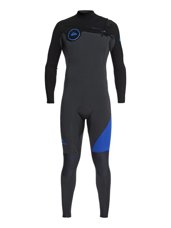quiksilver, 4/3mm Syncro Series - Chest Zip GBS Wetsuit for Men, GRAPHITE/BLACK/DEEP CYANINE (xbkb) 0 4/3mm Syncro Series - Chest Zip GBS Wetsuit for Men Blue EQYW103042 Quiksilver