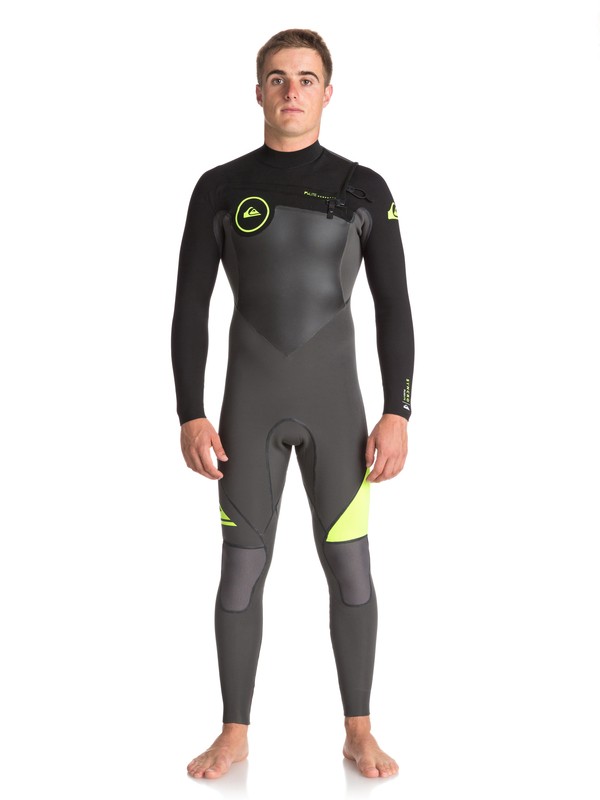 quiksilver, 4/3mm Syncro Plus Chest Zip Wetsuit, JET BLACK/ BLACK/ SAFETY YELLO (xkkg) 0 4/3mm Syncro Plus Chest Zip Wetsuit Black EQYW103044 Quiksilver