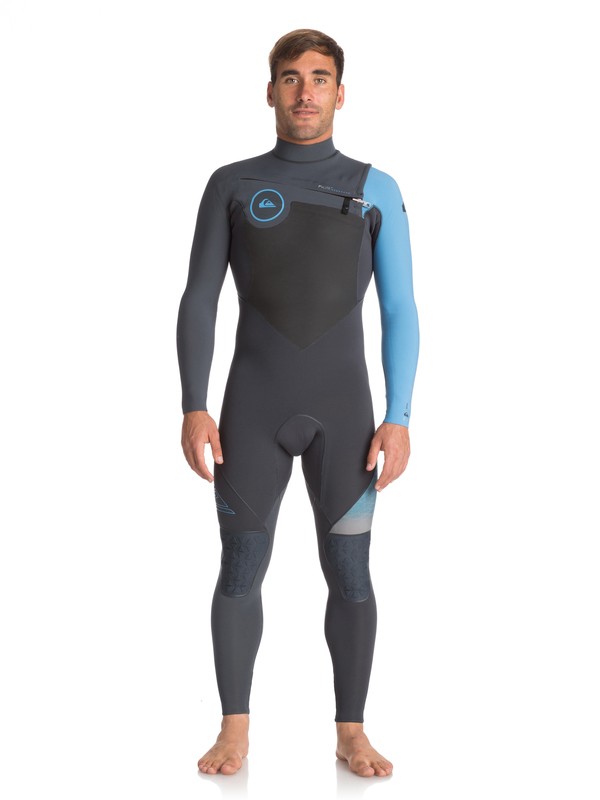 quiksilver, 3/2mm Highline Plus - Chest Zip Wetsuit for Men, GRAPHITE/ GUN METAL/ SEA BLUE (xbkb) 0 3/2mm Highline Plus - Chest Zip Wetsuit for Men Blue EQYW103049 Quiksilver